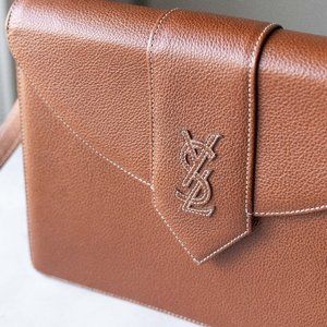 Vintage Yves Saint Laurent cross-body bag in saddle brown pebbled leather